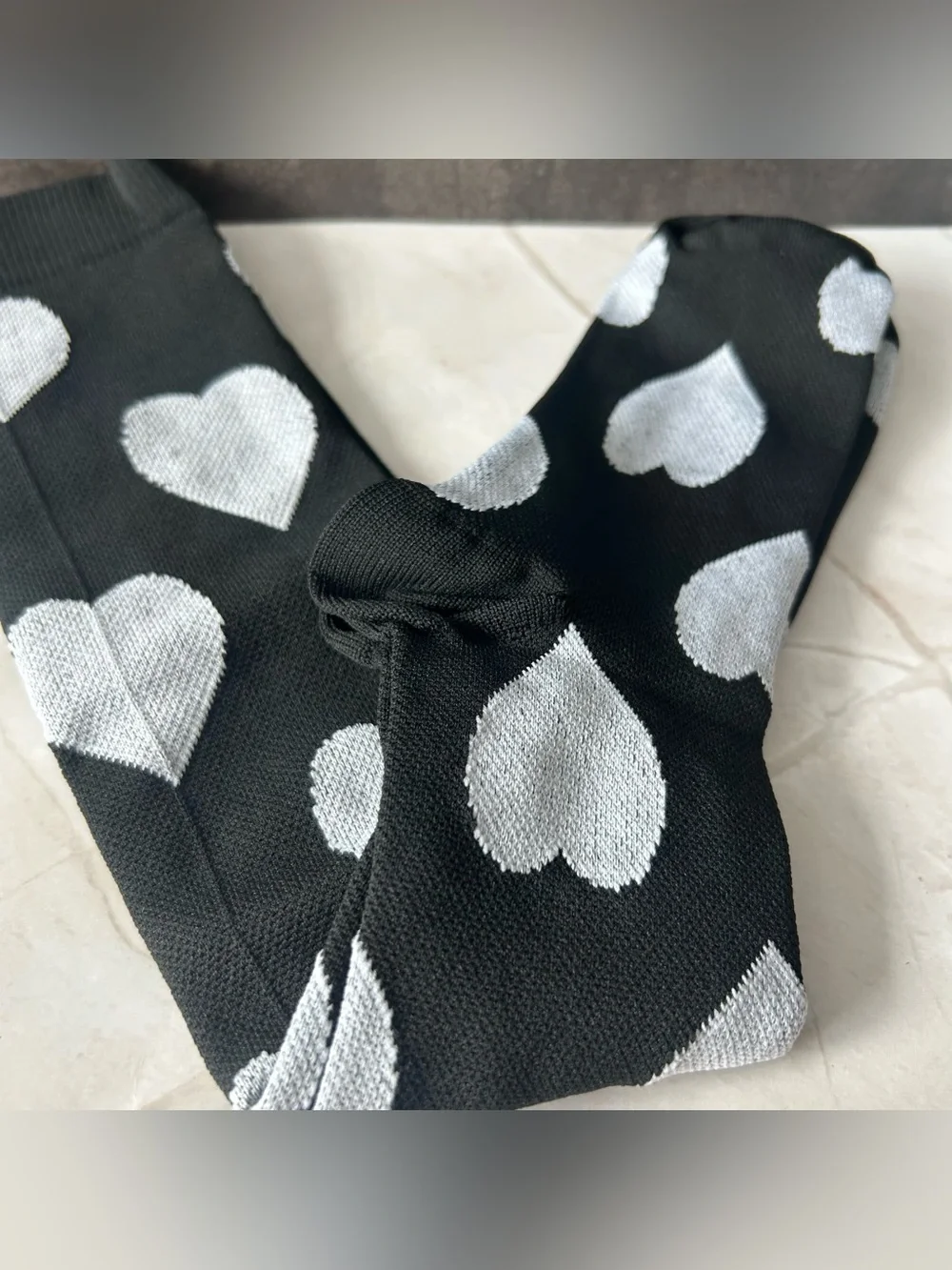 Black Heart Pattern Tall Socks